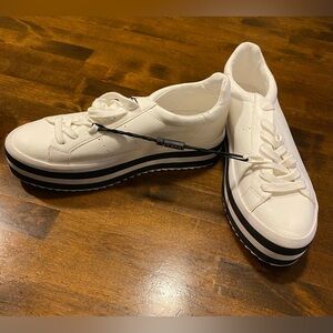 Zara Platform Stripe Leather Sneaker